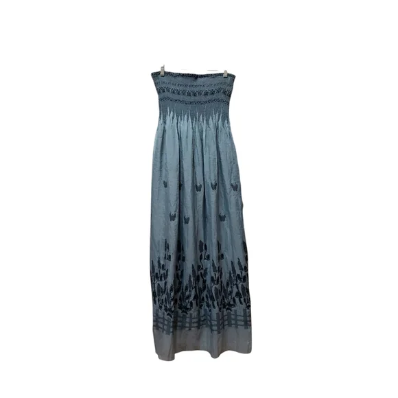 Lapis Dresses | Lapis Blue Strapless Maxi Dress Womens OSFA Shimmer Elastic Bodice Floral Boho | Color: Blue | Size: OSFA | Heyu6996's Closet